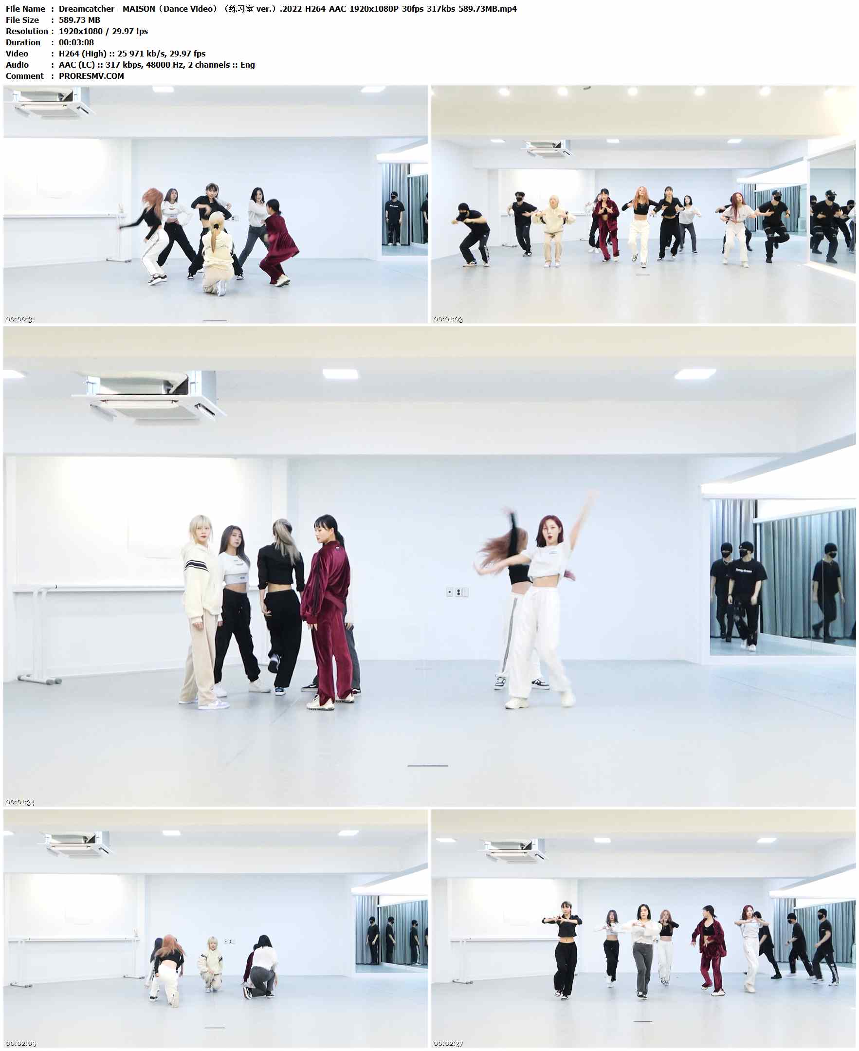 Dreamcatcher - MAISON（Dance Video）（练习室 ver.）.2022-H264-AAC-1920x1080P-30fps-317kbs-589.73MB官方MV_高清MV